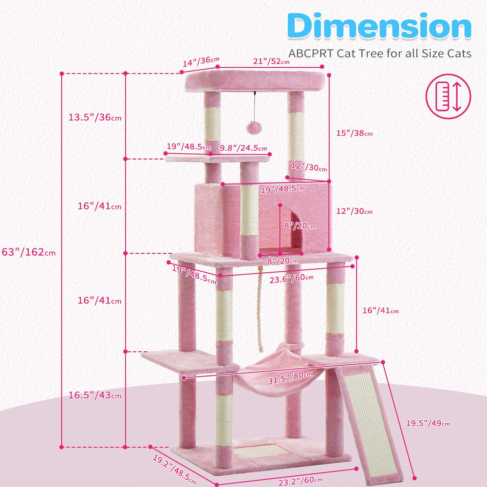 ABCPET pink cat tree adds soft color and cozy charm