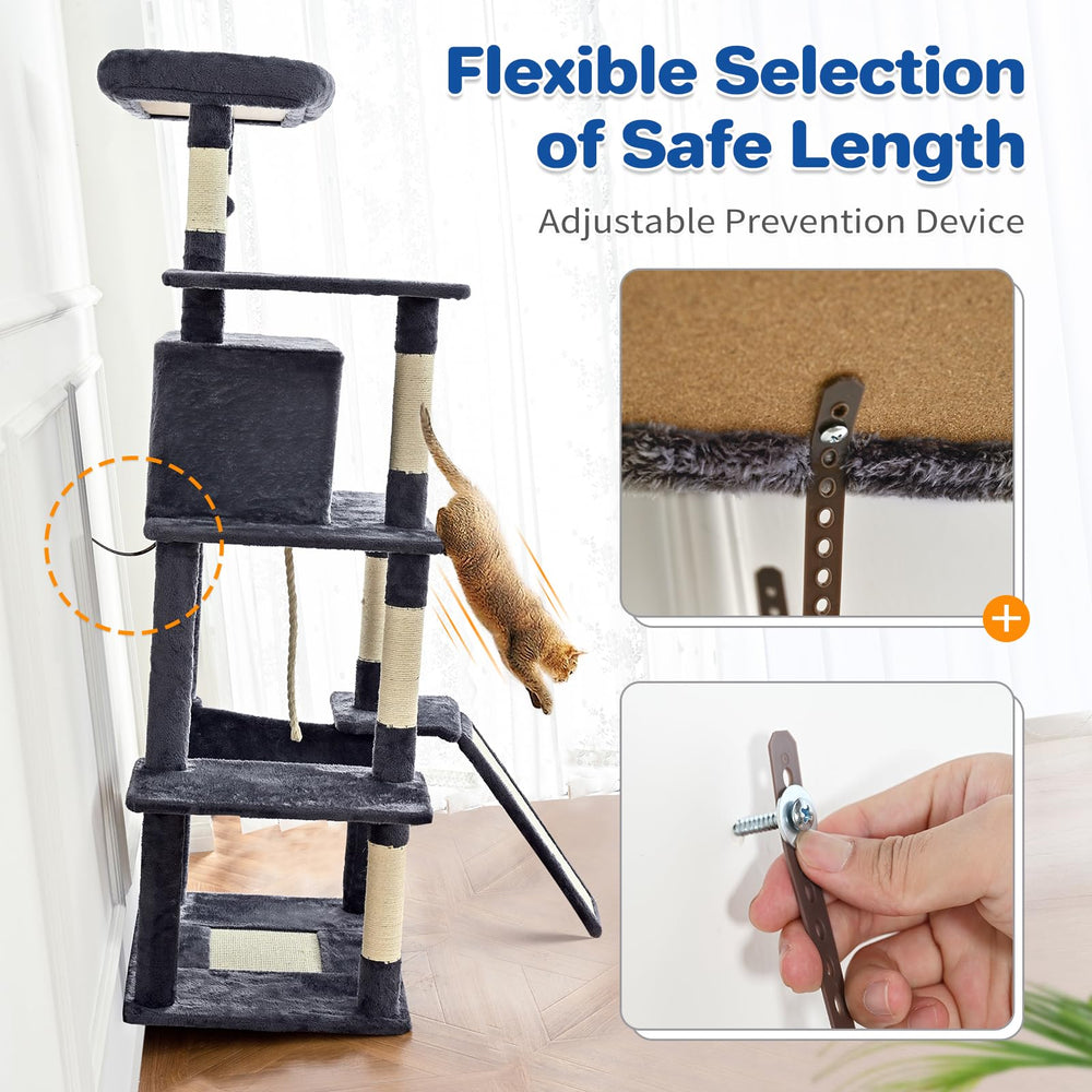ABCPET cat tree tower 63in anti-tipping kit adds wall stability.