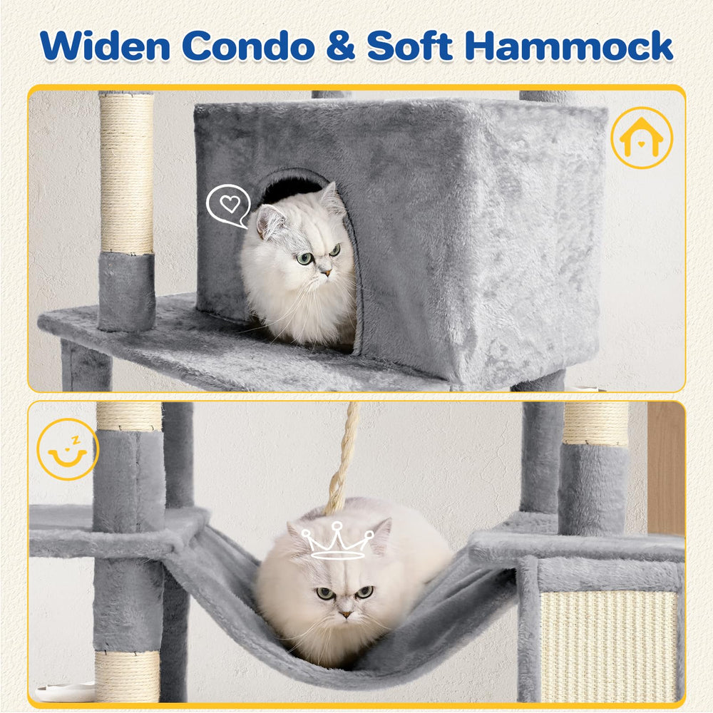 ABCPET cat tree tower 63in extended platform enlarges viewing and resting space.