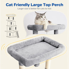 ABCPET cat tree tower 63in hammock provides a shaded loft for lounging.