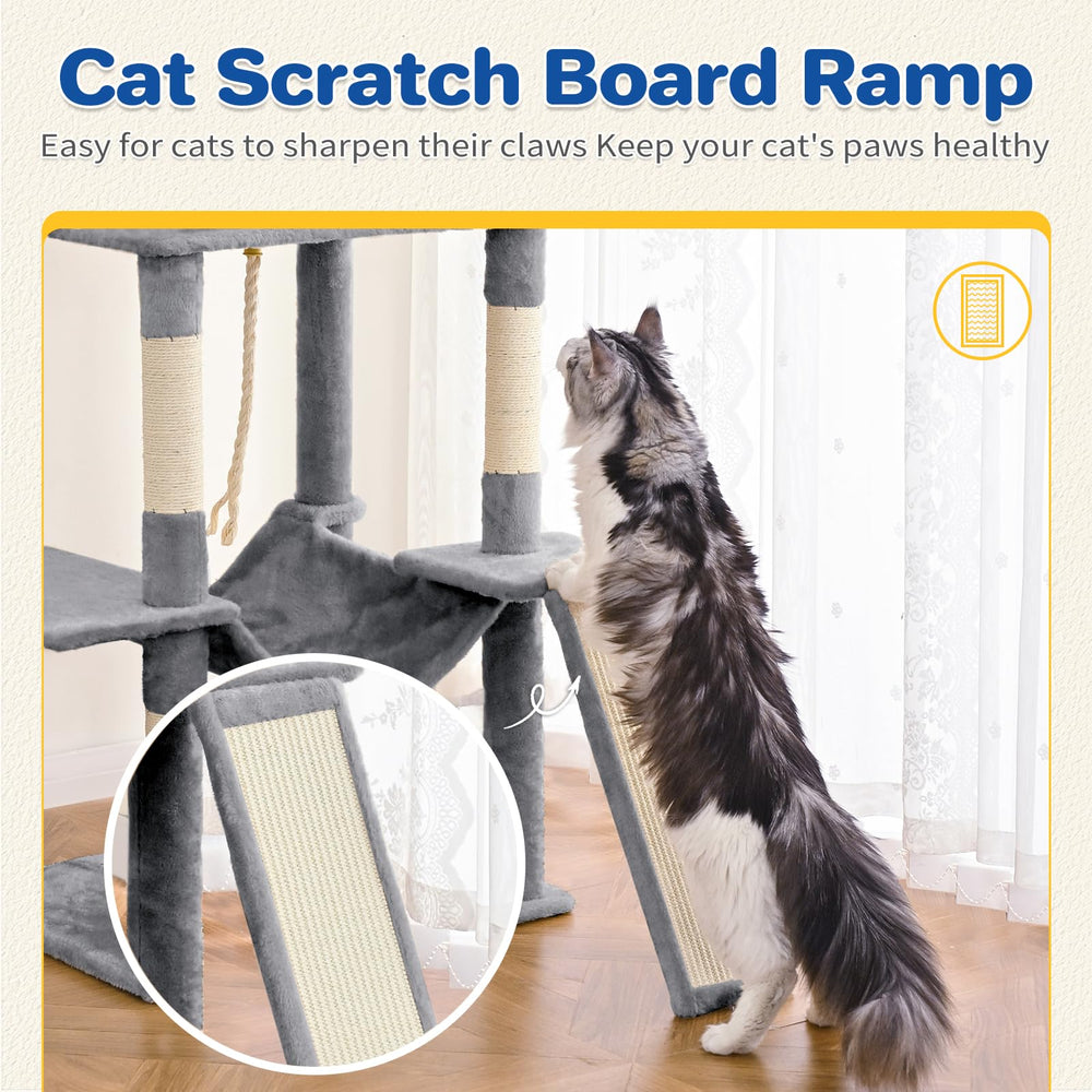 ABCPET cat tree tower 63in multi-level design encourages climbing and exploration.