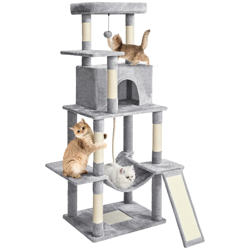 ABCPET cat tree tower 63in with sisal scratching posts for durable play.