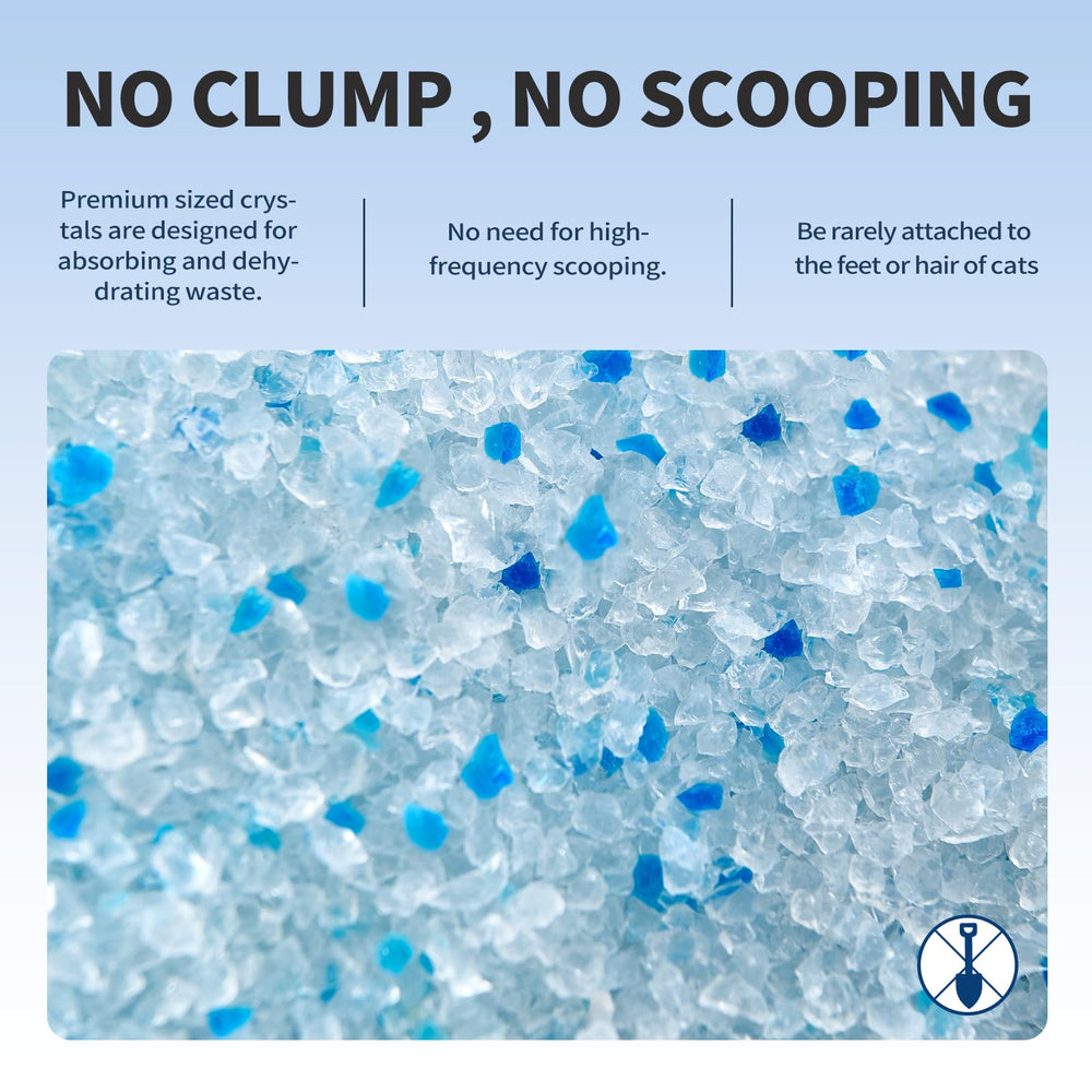 ABCPET crystal litter low-dust-tracking demonstrates cleaner floors and minimal scattering.