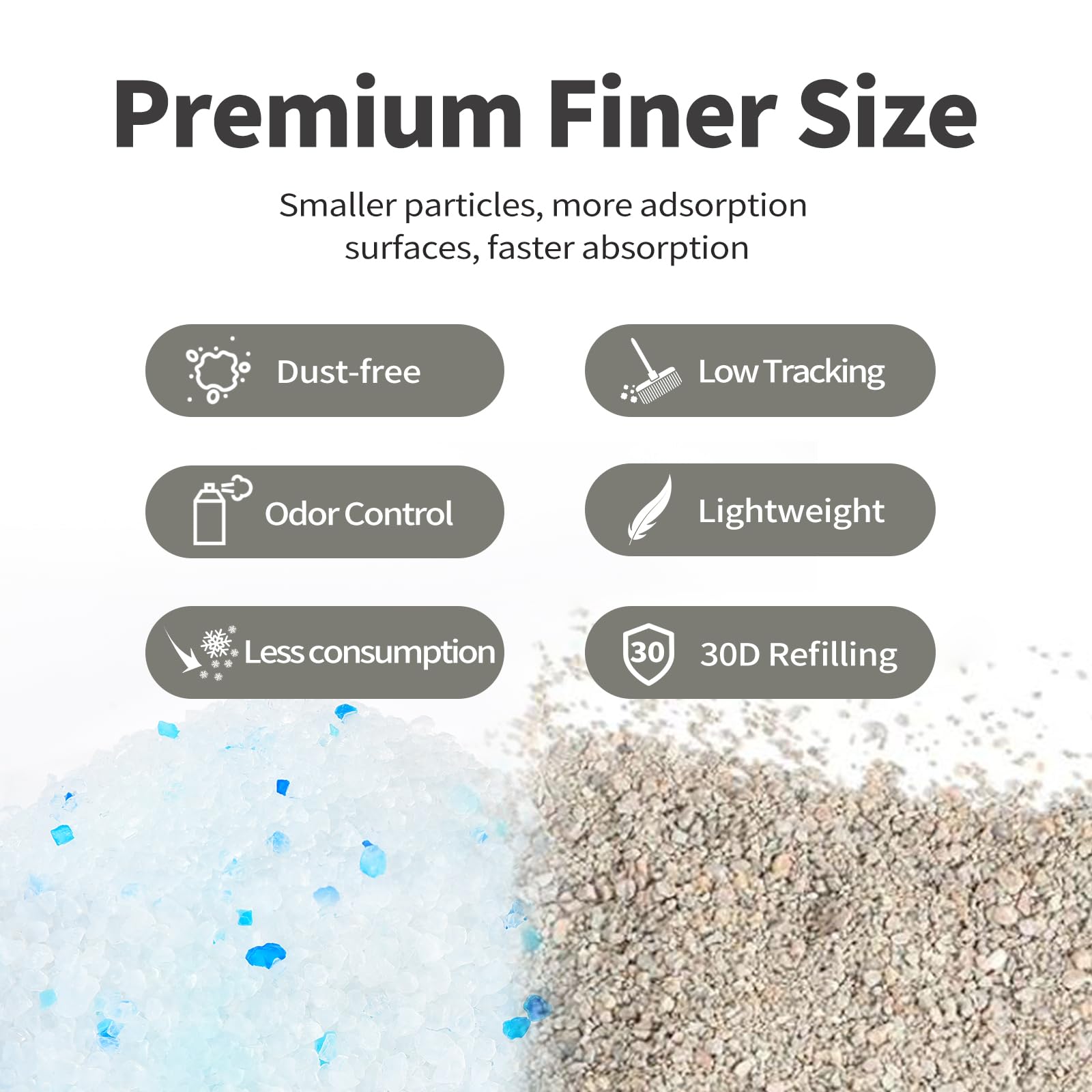 ABCPET non-clumping crystals offer scoop-free maintenance with minimal mess.