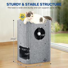 ABCPET felt cat hideaway, soft surface for lounging and scratching