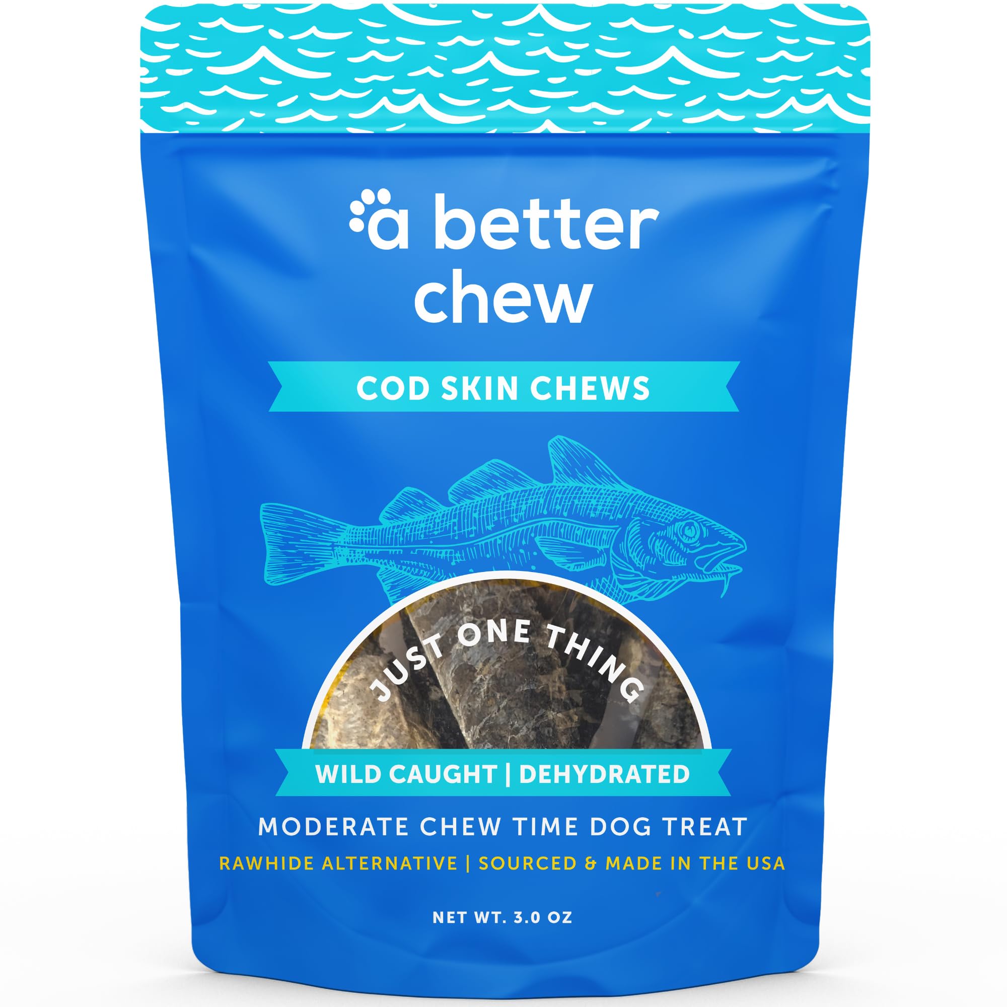 A Better Chew wild-caught cod skin treat pack highlights a long-lasting reward for dogs.