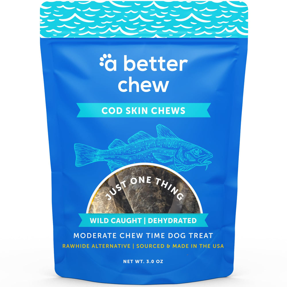 A Better Chew wild-caught cod skin treat pack highlights a long-lasting reward for dogs.