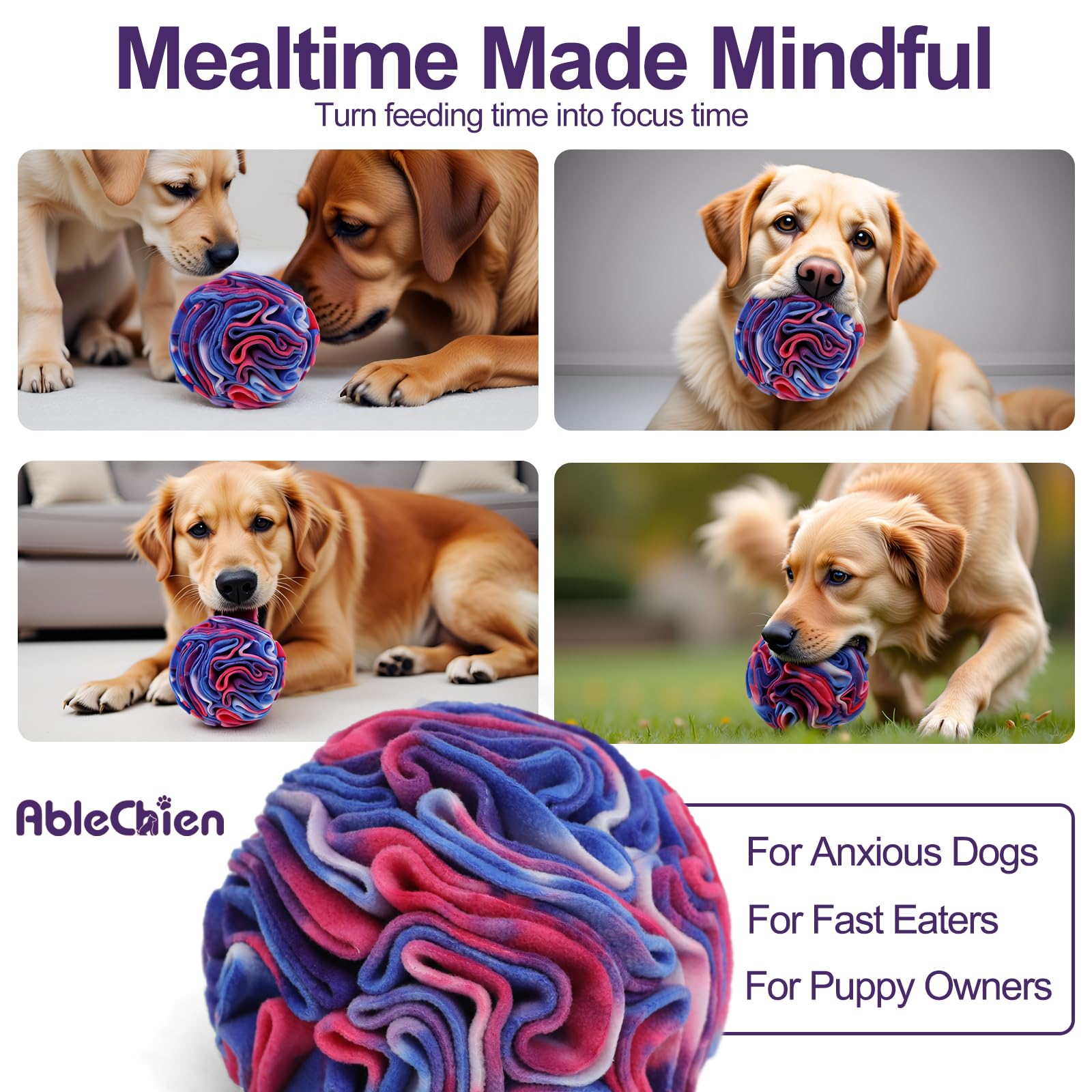 Ablechien Snuffle Ball enrichment toy for mindful play
