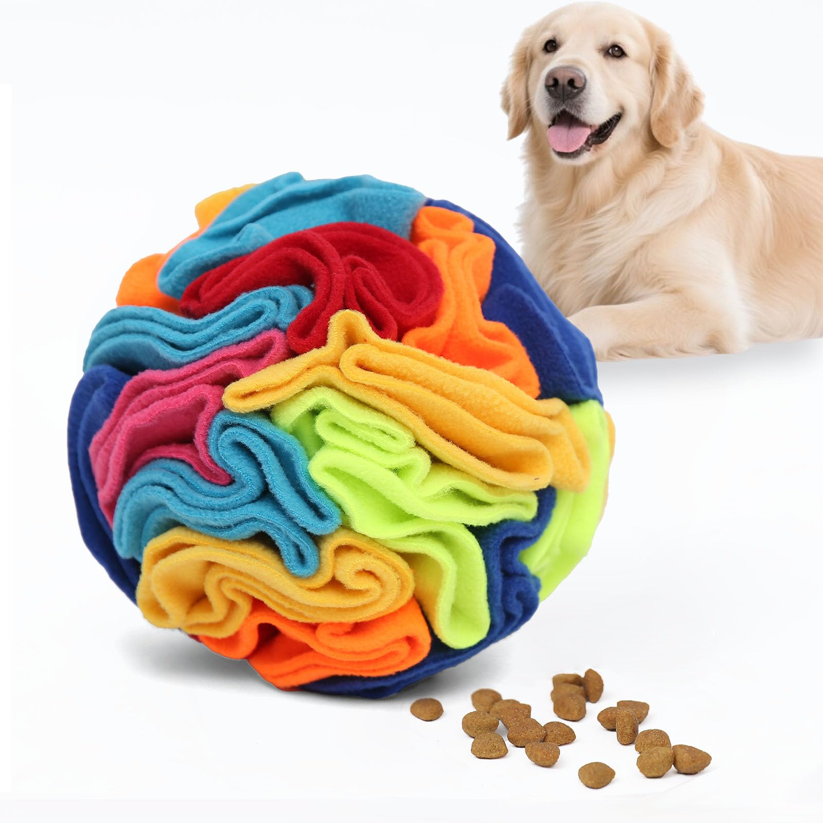 Ablechien Snuffle Ball with treats hidden to reward curiosity and slow feeding.