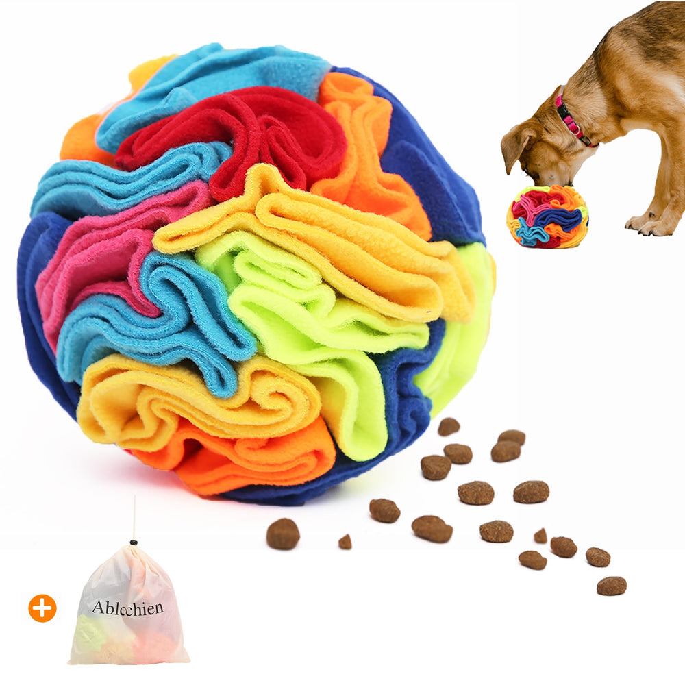Ablechien Snuffle Ball reveals hidden treats during play to boost enrichment.