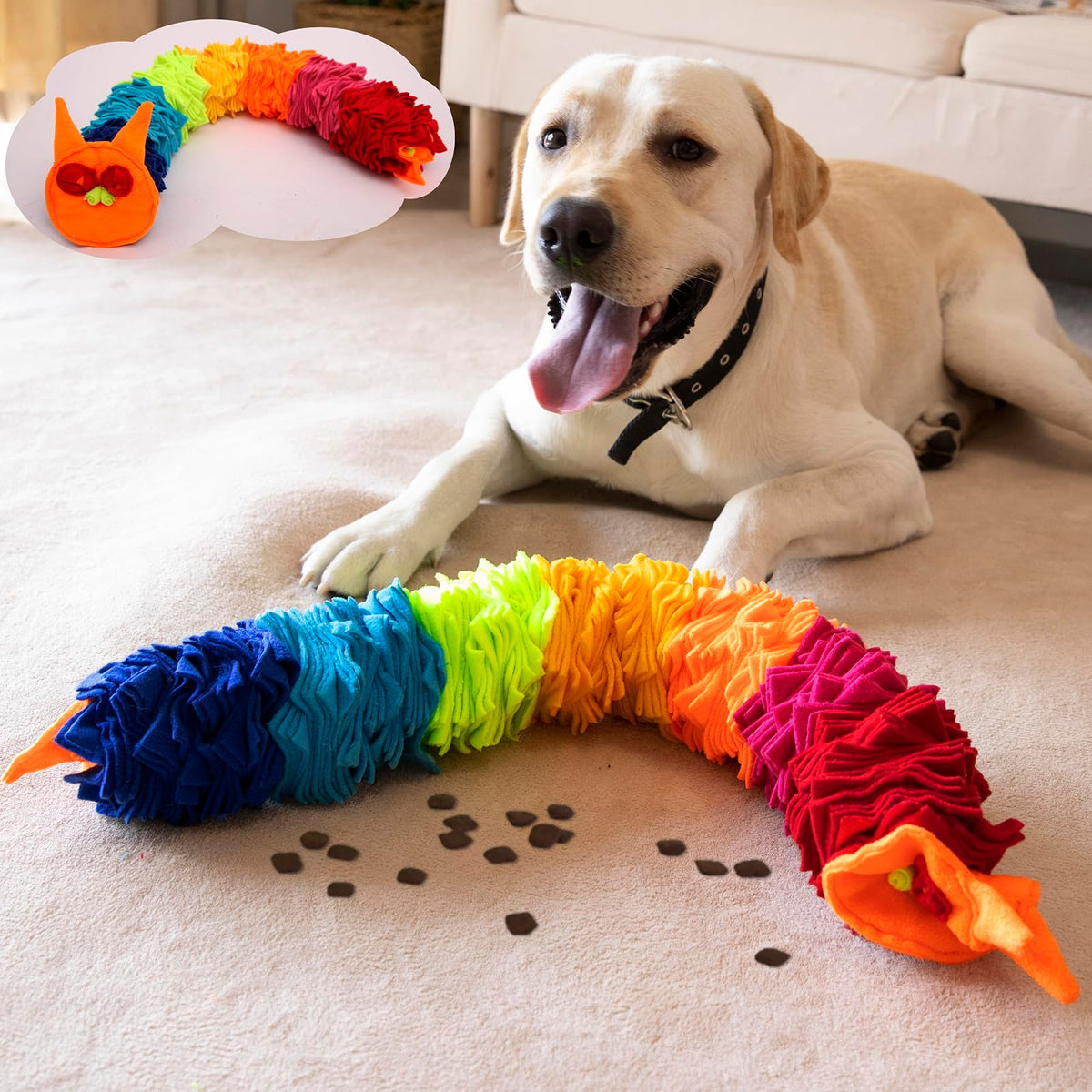 Ablechien Snuffle Snake assembled in rainbow colors for engaging solo play
