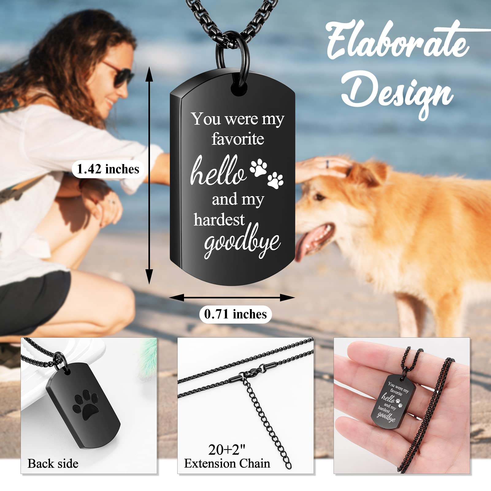 ABOOXIU cremation necklace in black stainless steel, easy daily wear while keeping memories near.