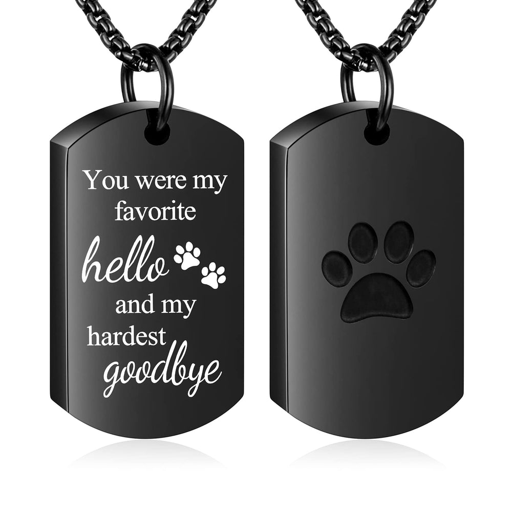 ABOOXIU pawprint ashes holder necklace in stainless steel, a lasting pet memorial.