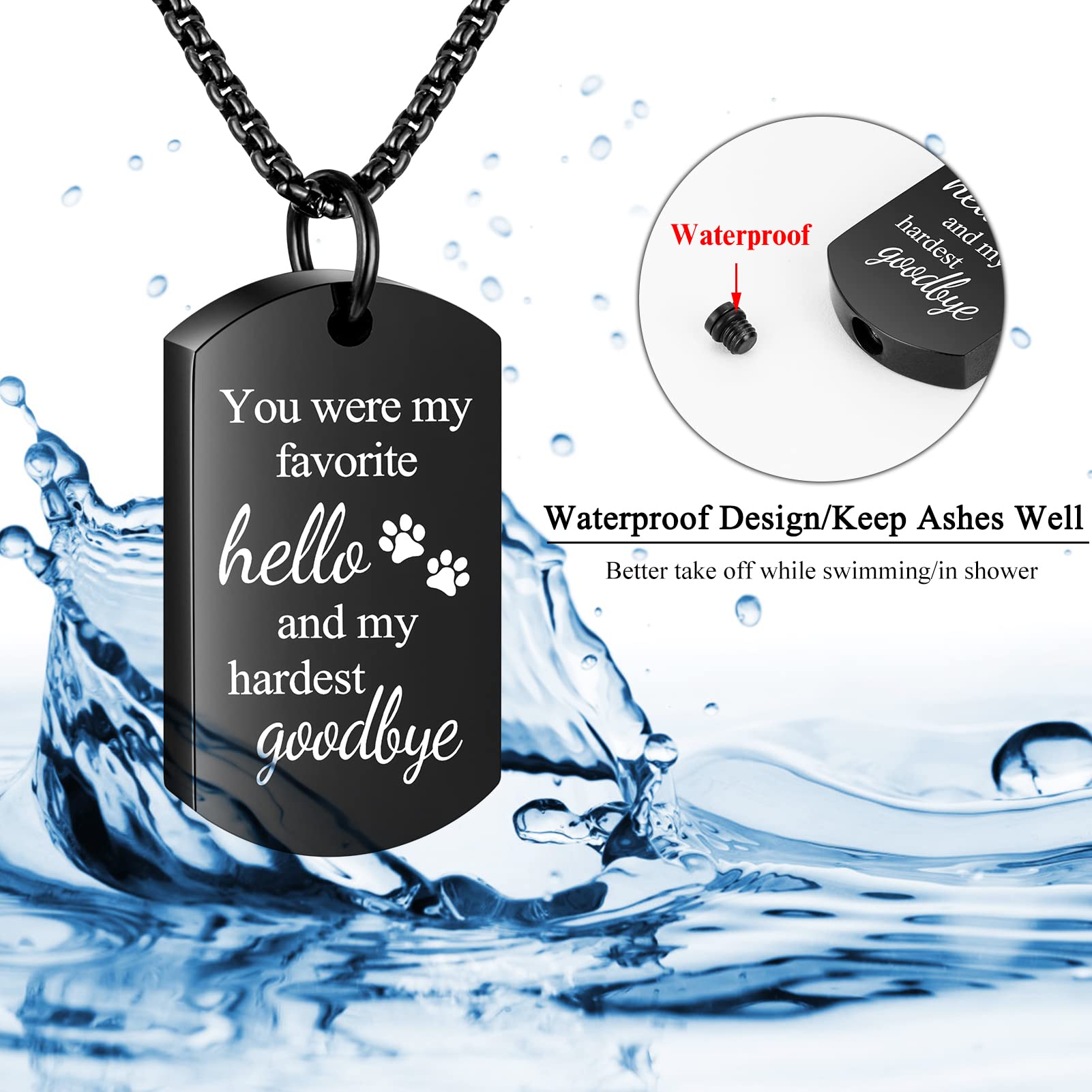 ABOOXIU pawprint design urn pendant holds ash, fur, or tiny keepsakes.