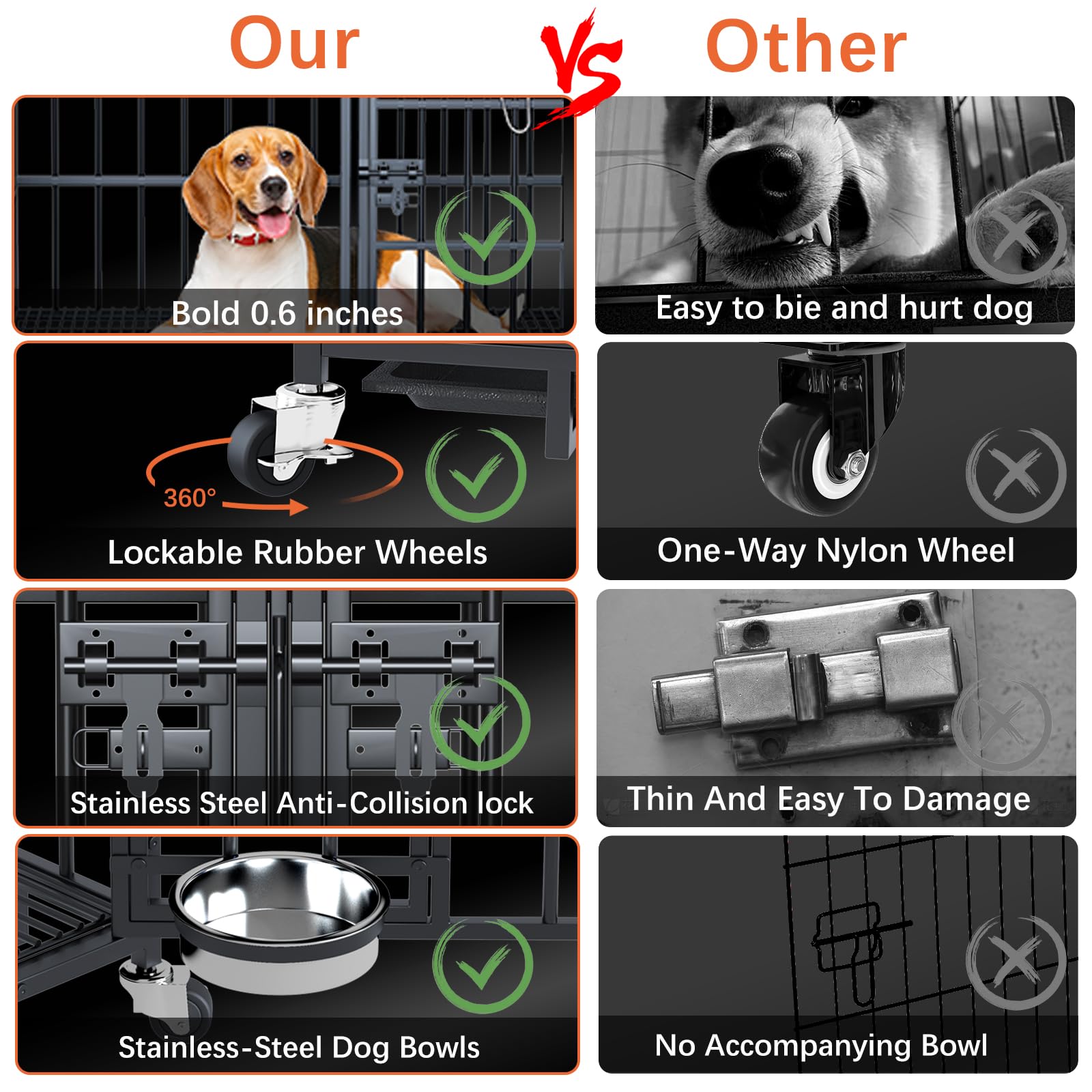 aboxoo XL dog crate floor grid and tray for easy cleaning
