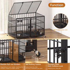 aboxoo XL dog crate open top access enables easy interaction and feeding