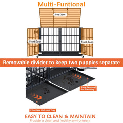 aboxoo XL dog crate wheels allow easy repositioning across rooms