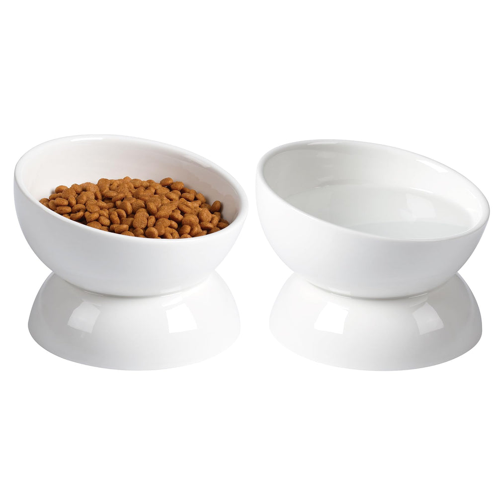 ABRUTY elevated cat bowl 16oz reduces whisker fatigue during meals.
