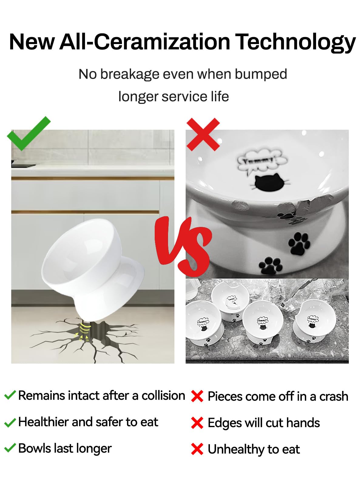 ABRUTY non-slip-base cat bowl stays in place during meals.