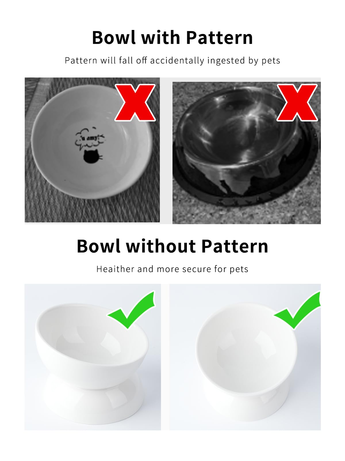 ABRUTY wide-design cat bowl 5-8inch minimizes whisker contact.