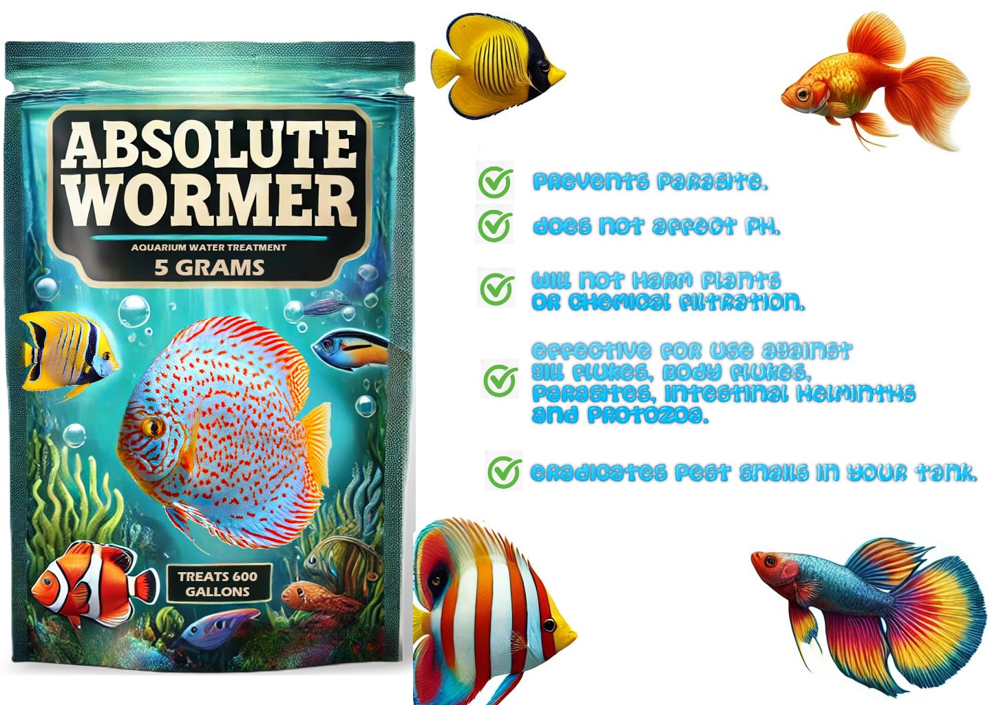 Absolute Wormer pour action showing easy dosing for aquariums