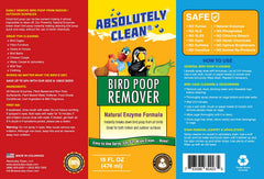 Absolutely Clean Bird Poop Remover made in USA with vet-approved, chemical-free cleaning.