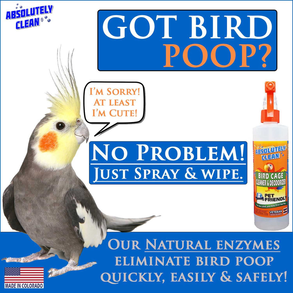 Absolutely Clean Bird Cage Cleaner applied on surface for easy cleanup