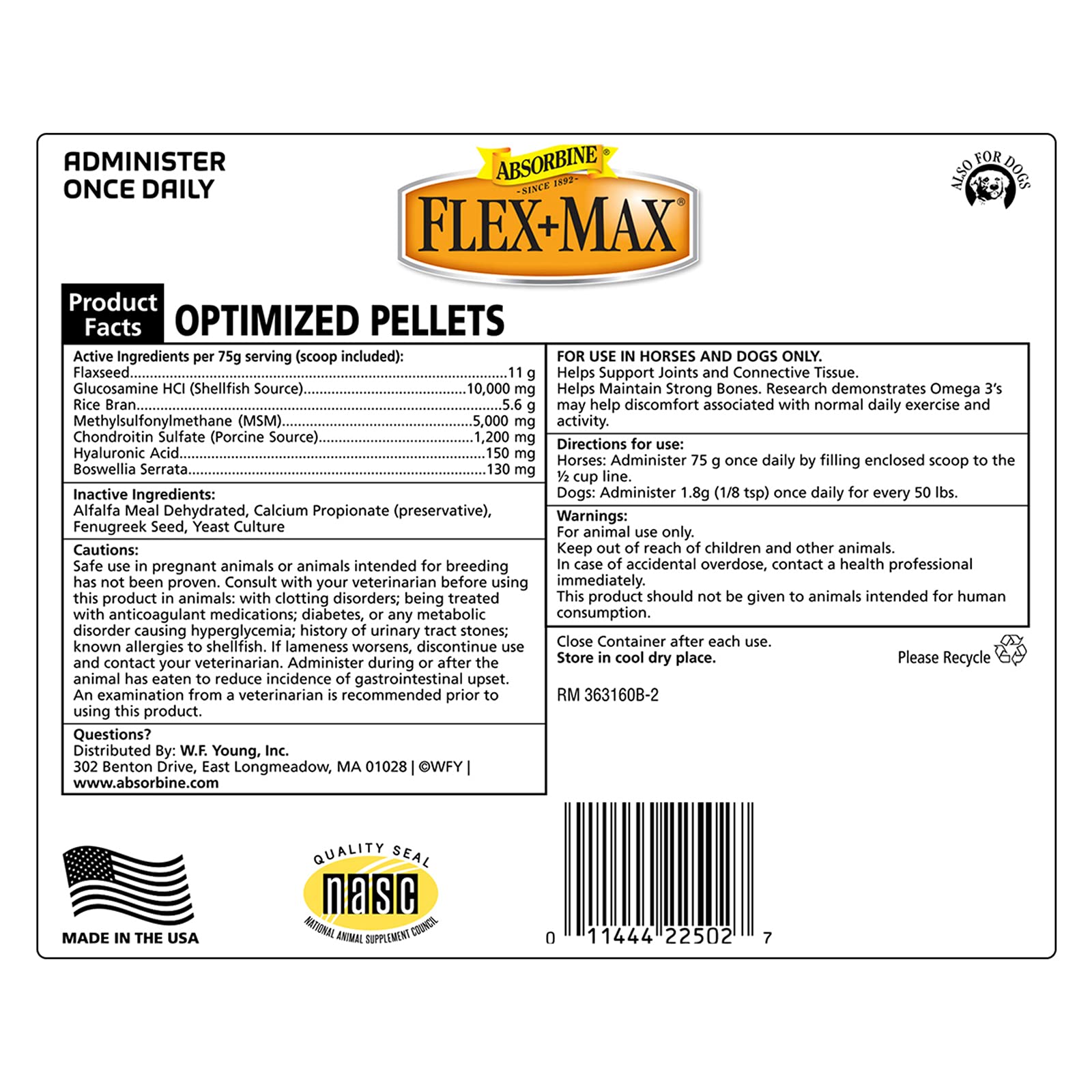 Absorbine Flex+Max ingredients close-up highlighting glucosamine, MSM, and chondroitin.