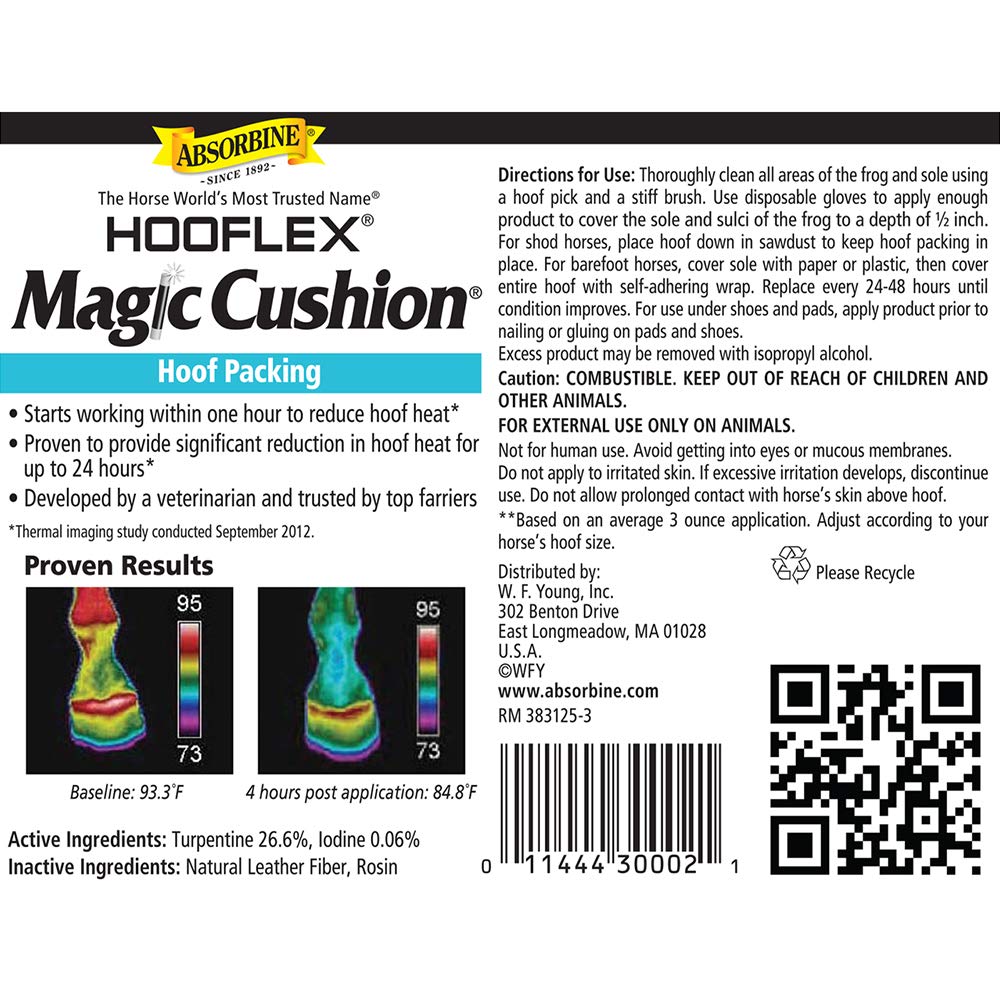 Absorbine Hooflex Magic Cushion application on a hoof shows calming, cooling action.