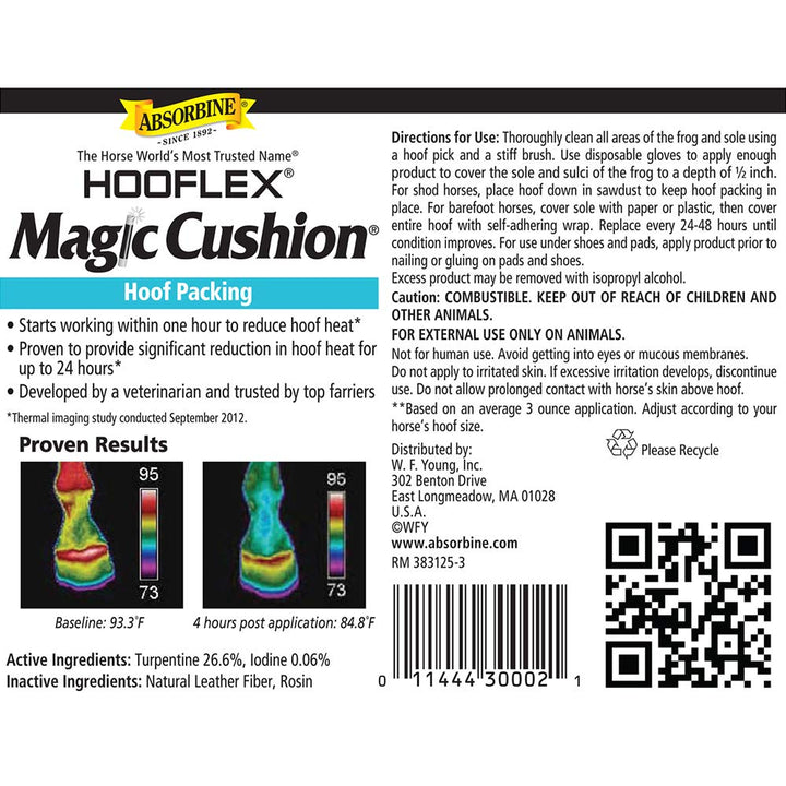 Absorbine Hooflex Magic Cushion application on a hoof shows calming, cooling action.