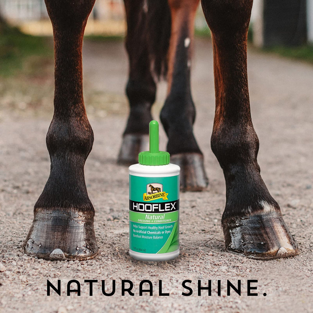 Absorbine Hooflex natural hoof color enhancement without dyes.