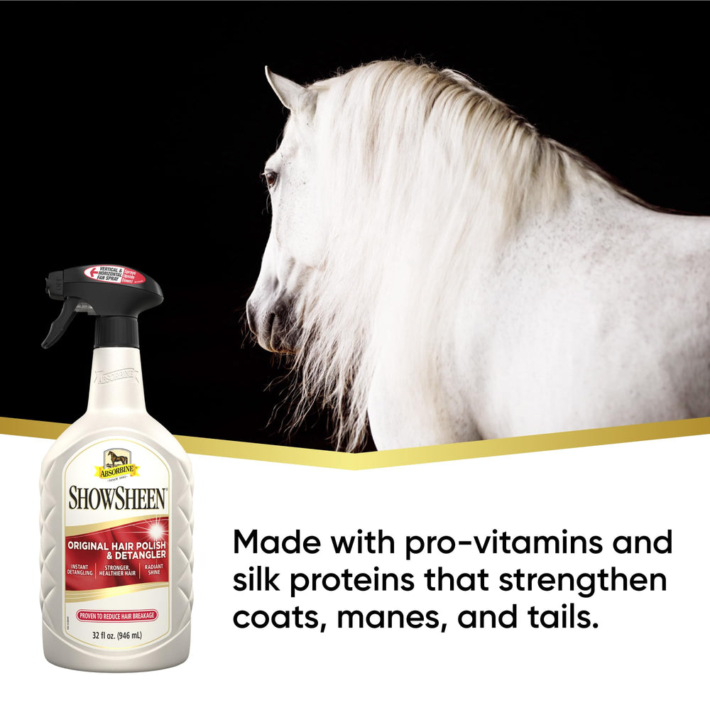 Absorbine ShowSheen enhances a dog's coat with gloss and manageability.