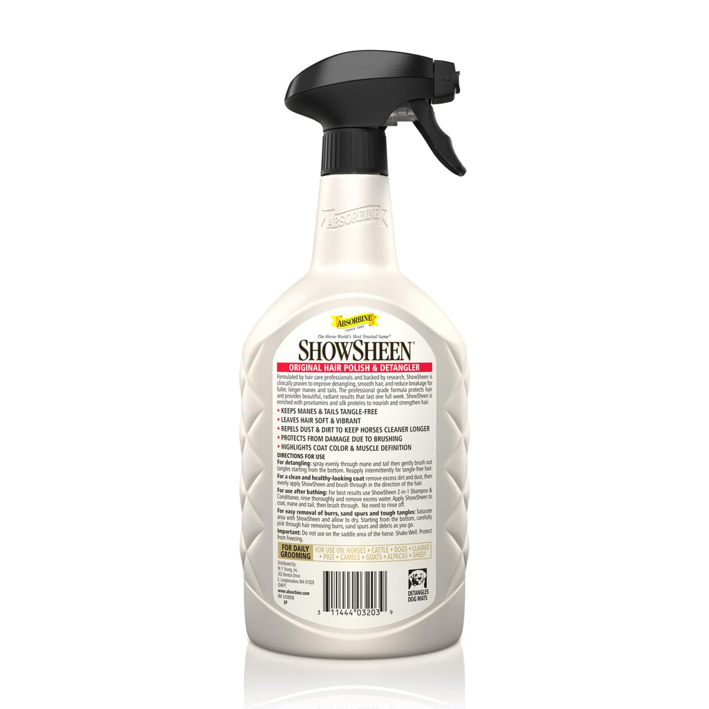 Absorbine ShowSheen nourishes hair with pro-vitamins and silk proteins.