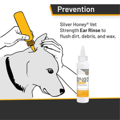Absorbine Silver Honey ear rinse being poured for gentle cleansing.
