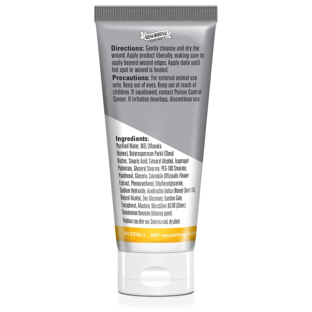 Absorbine Silver Honey ointment applied to a dog's skin for soothing relief
