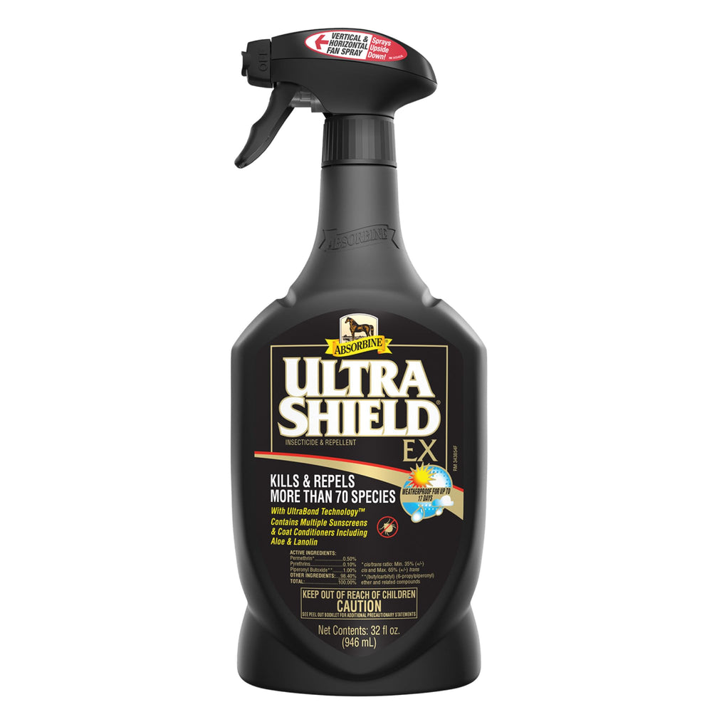 Absorbine UltraShield EX bottle front view showing ready-to-use insect protection for horses and dogs.