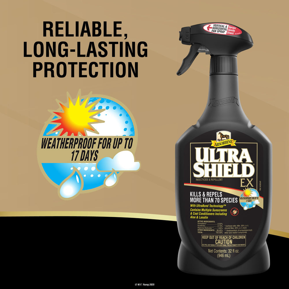 Ready-to-use UltraShield EX bottle illustrating no mixing required.