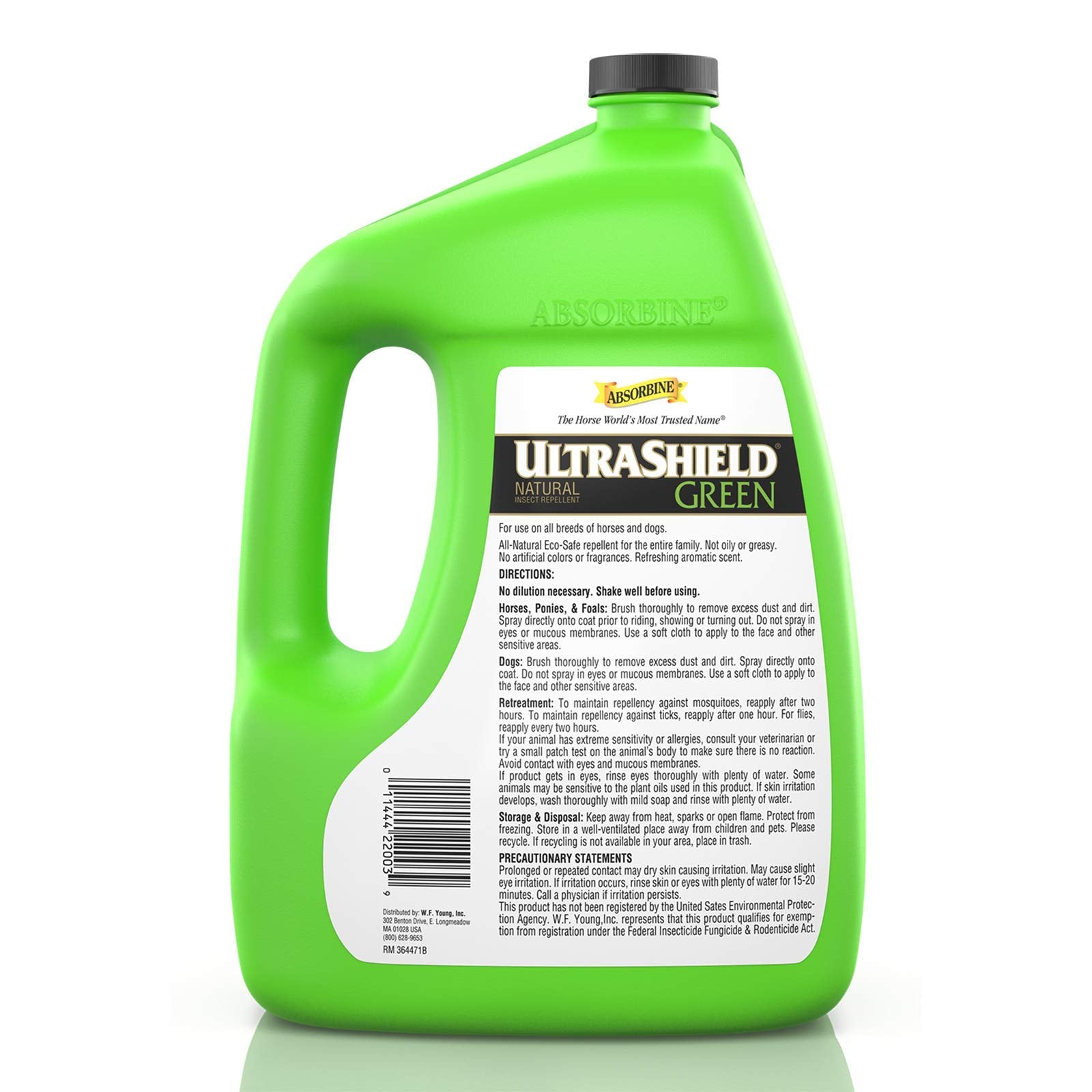 Absorbine UltraShield Green 128oz jug branding indicates USA-made formula.
