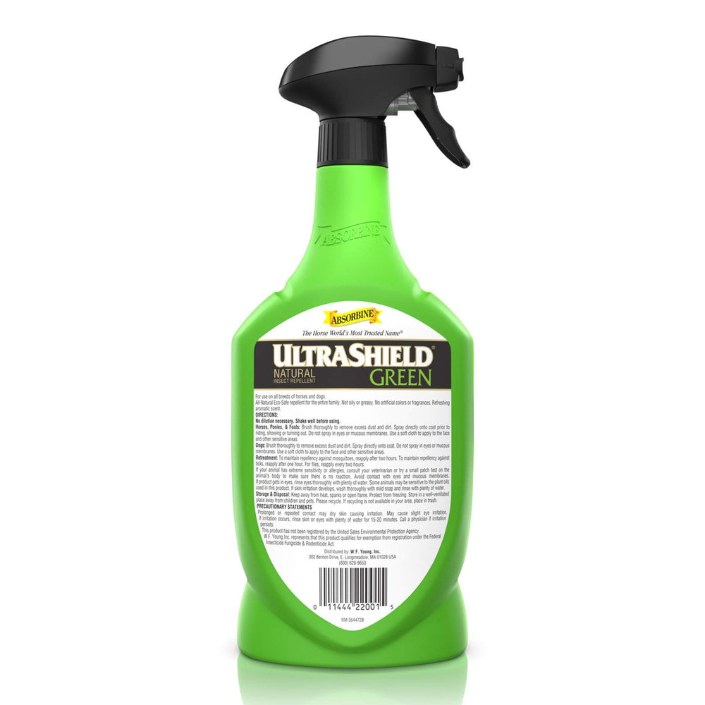 Absorbine UltraShield Green bottle—botanical oils closeup and natural scent