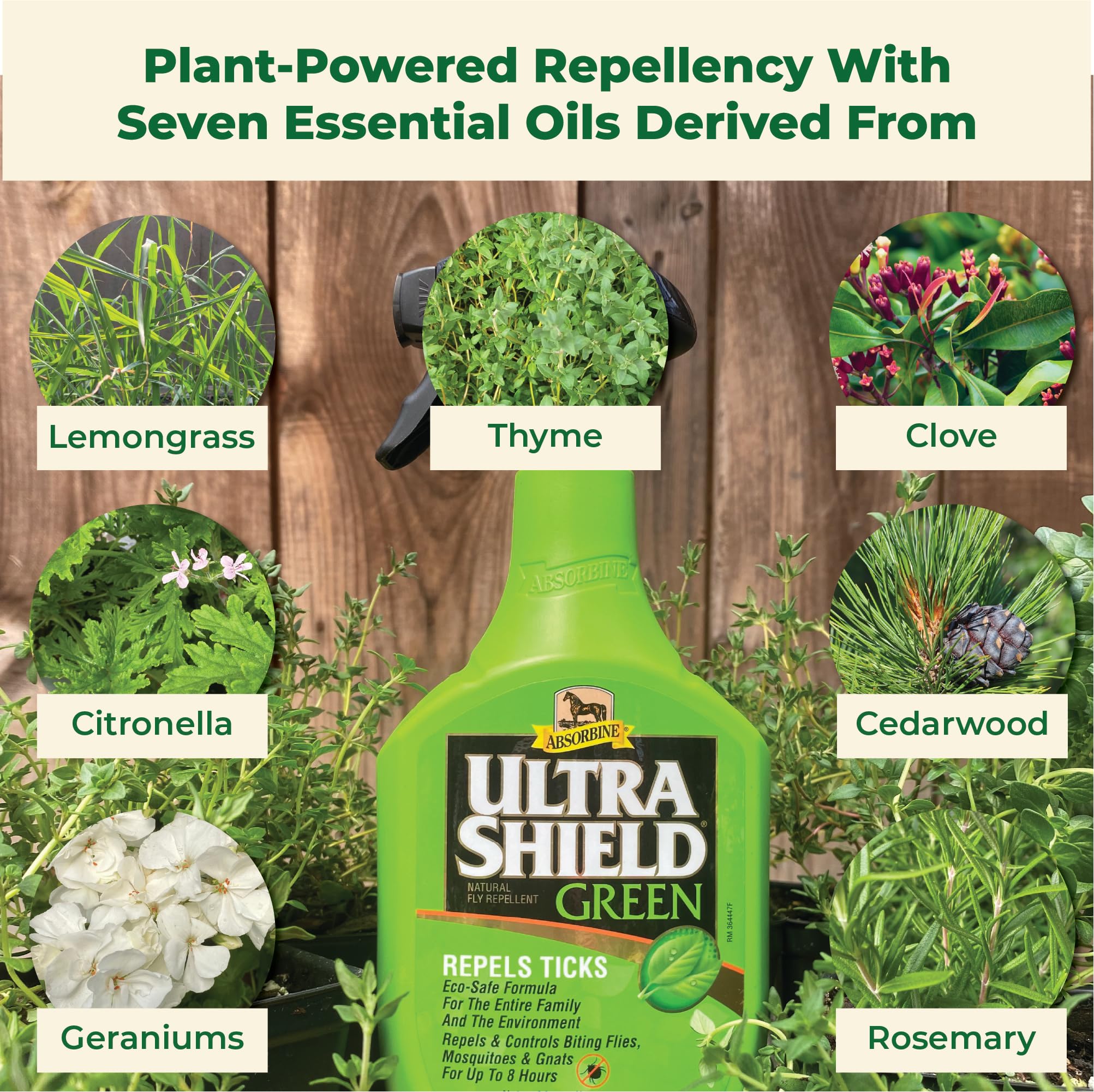 Absorbine UltraShield Green bottle—dog application scene, gentle spray