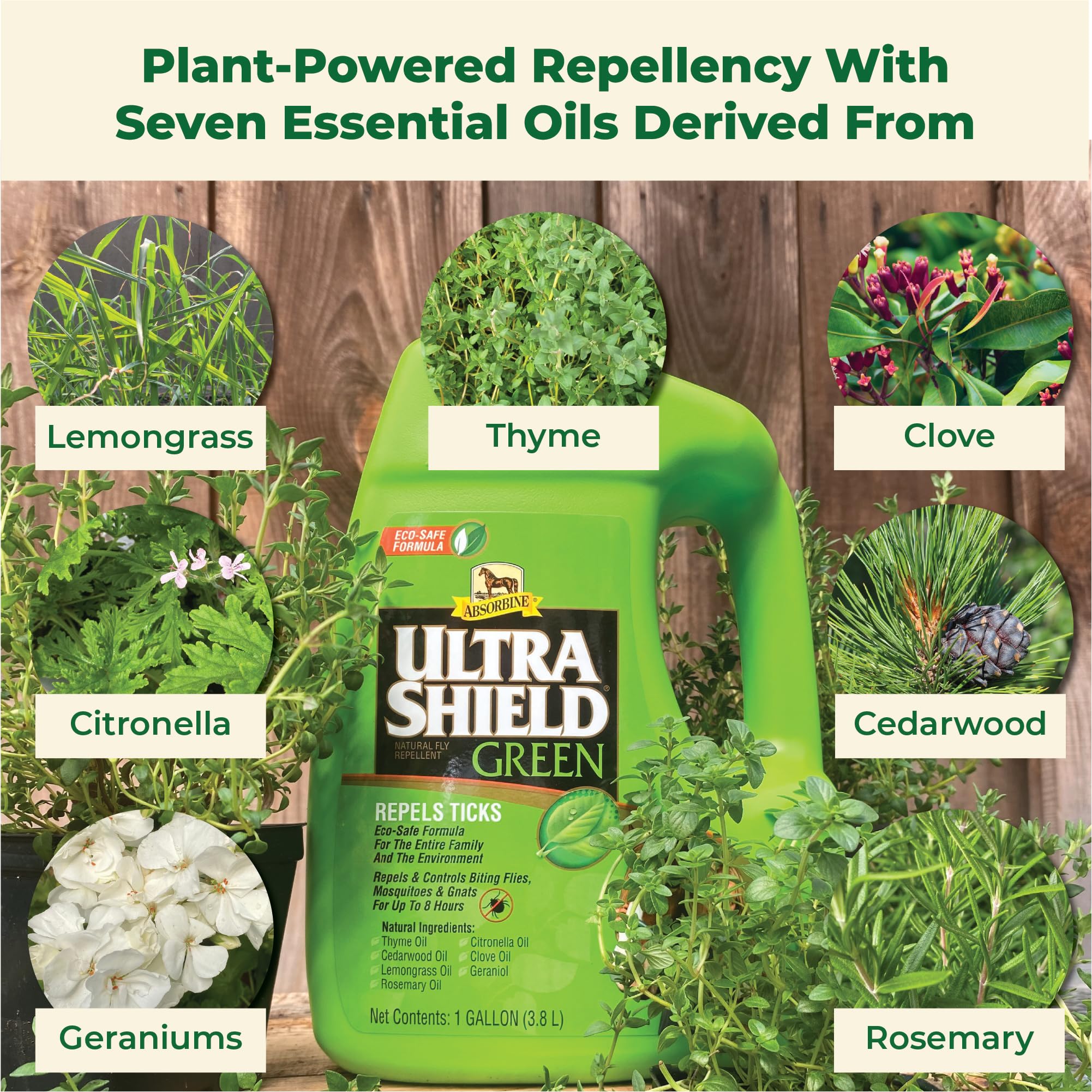 Absorbine UltraShield Green in-use horse application illustrates daily pest protection.