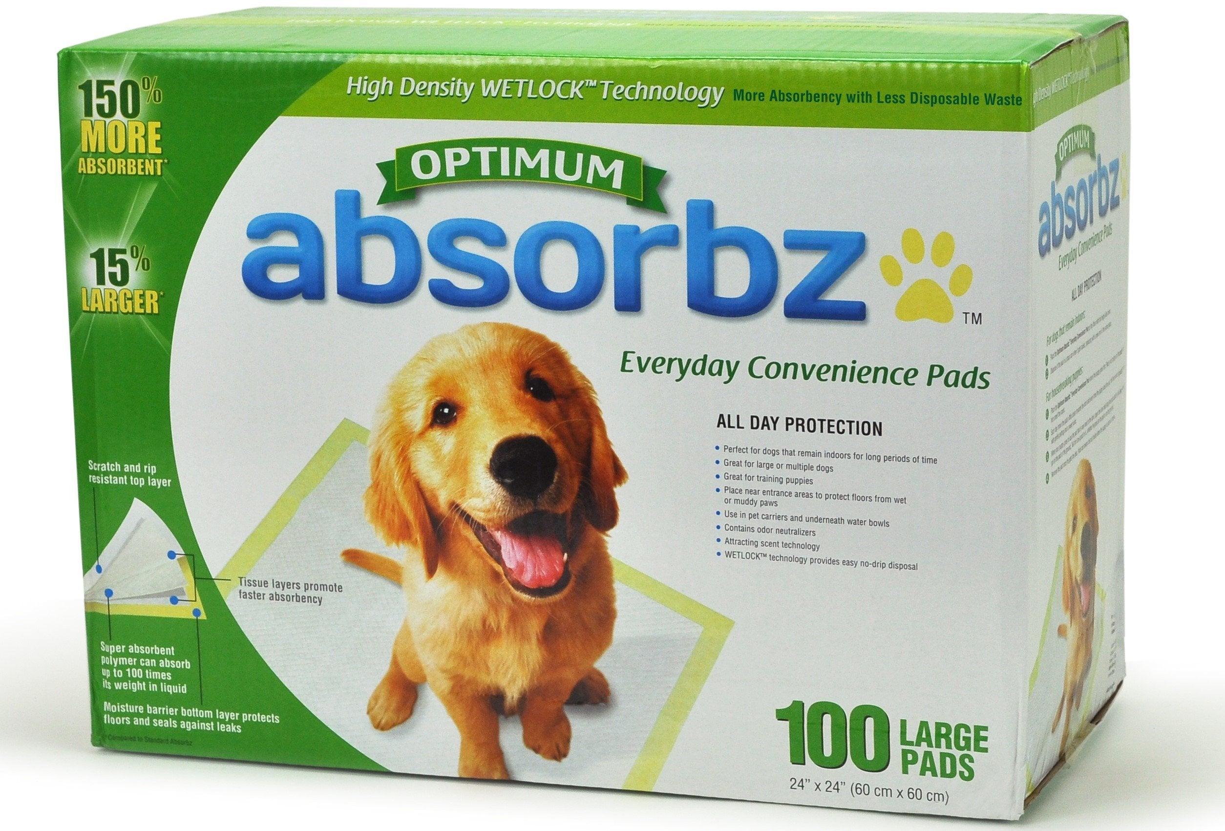 Absorbz Optimum Training Pad for dogs with all-day protection and easy disposal
