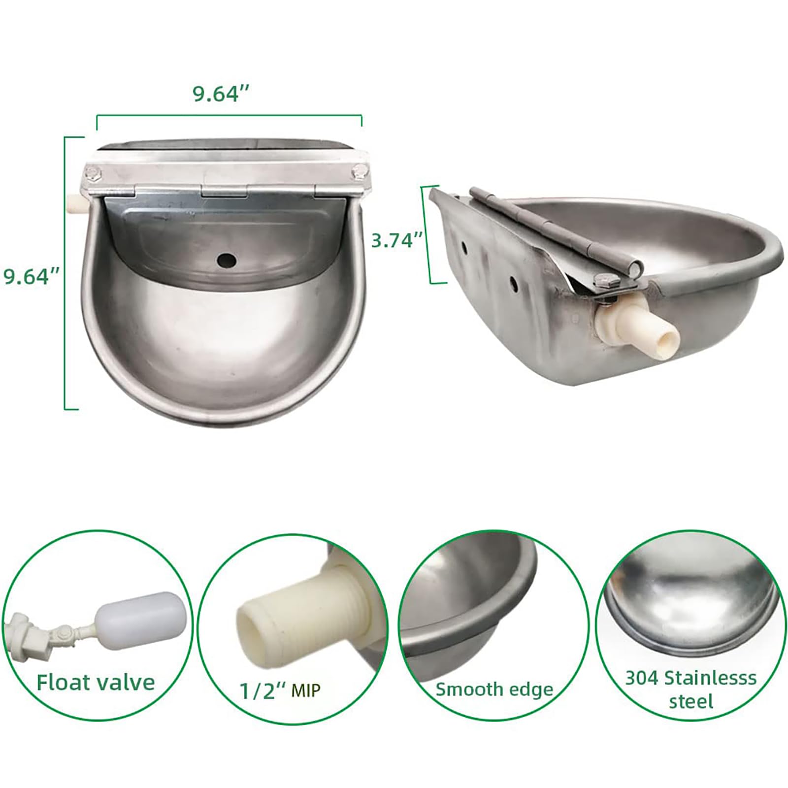 Water bowl mounted with back holes ready for wall installation.