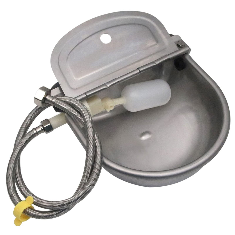 Abustle Pig waterer with float valve maintains a steady water supply for livestock.