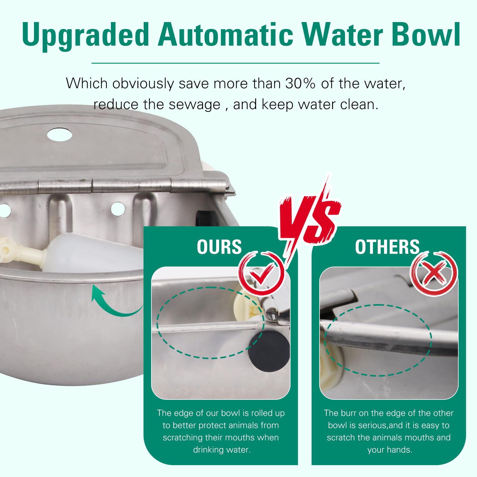 Abustle Pig waterer helps reduce water waste while keeping drinking water clean.