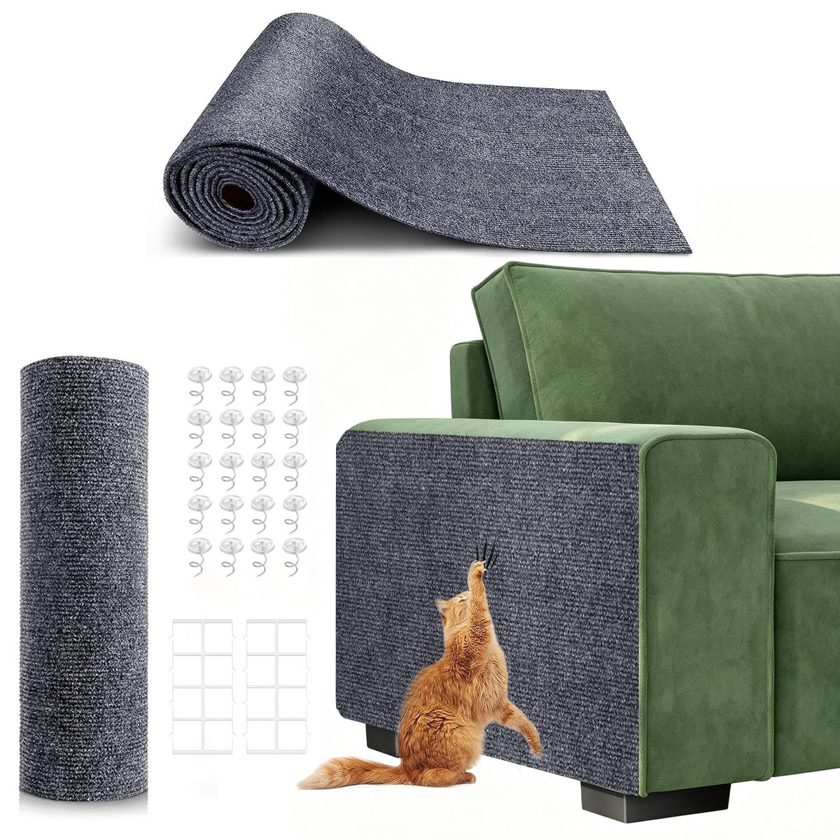 Abuzabu self-adhesive cat scratching mat protects sofas with large coverage.