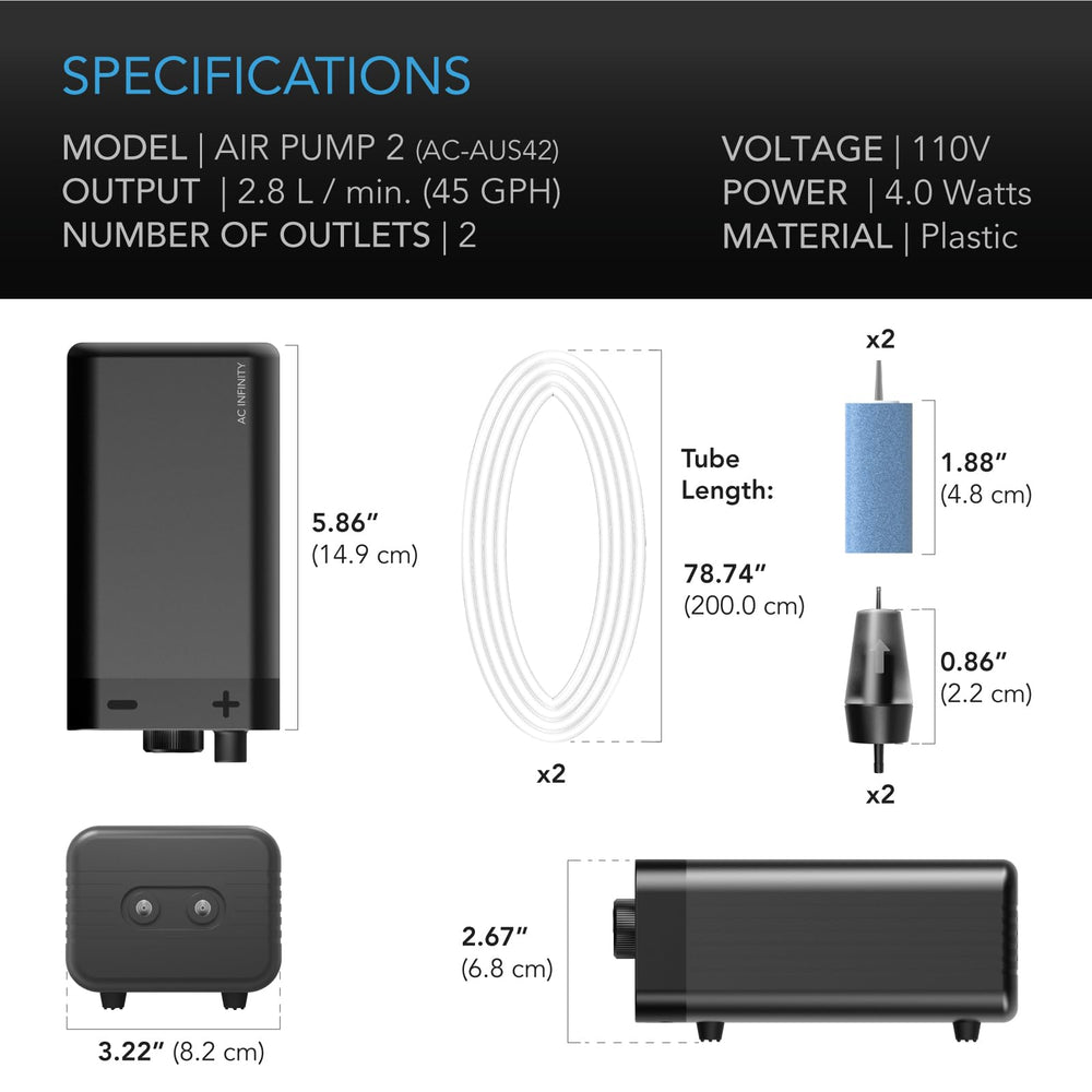 AC Infinity air pump air stones kit enhances oxygenation in hydroponics