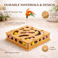 Acaine ball maze inside engages cats with rolling bells for cognitive fun.