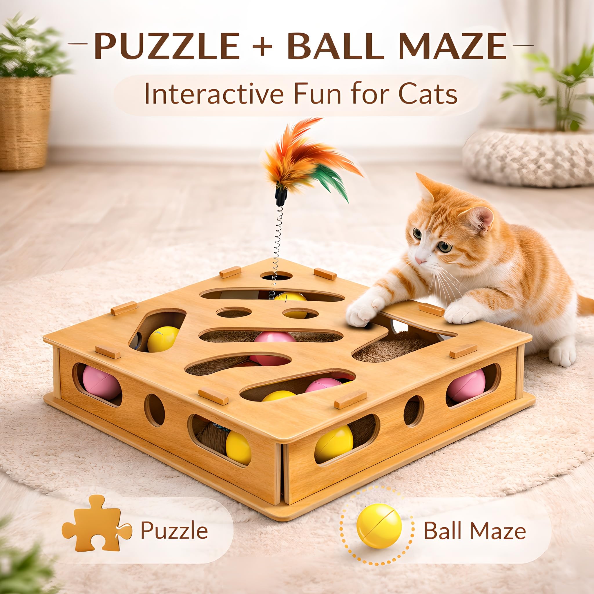 Acaine teaser wand toy adds interactive chase to feline enrichment.