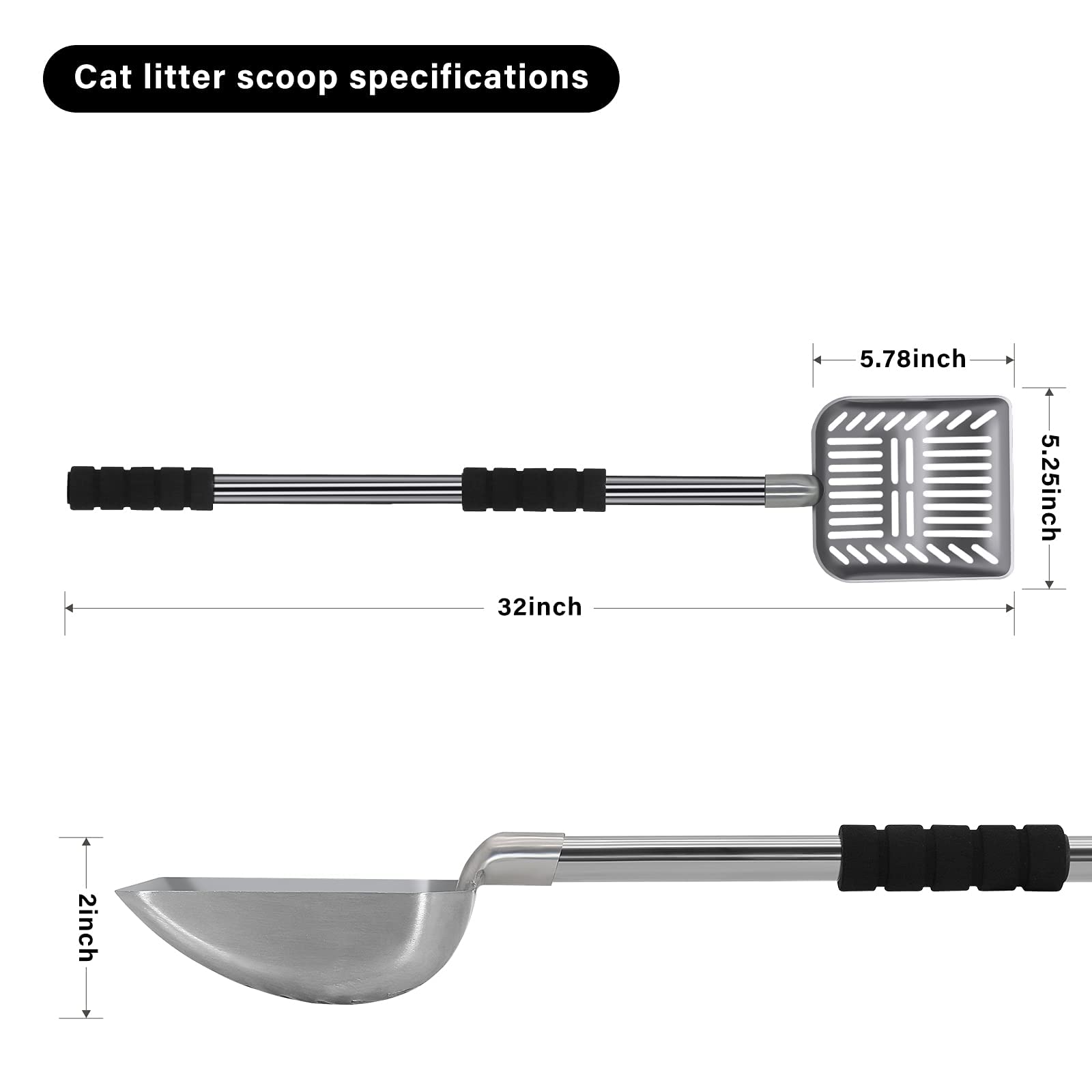 Acalu scoop highlights durable metal construction for heavy-duty litter tasks.